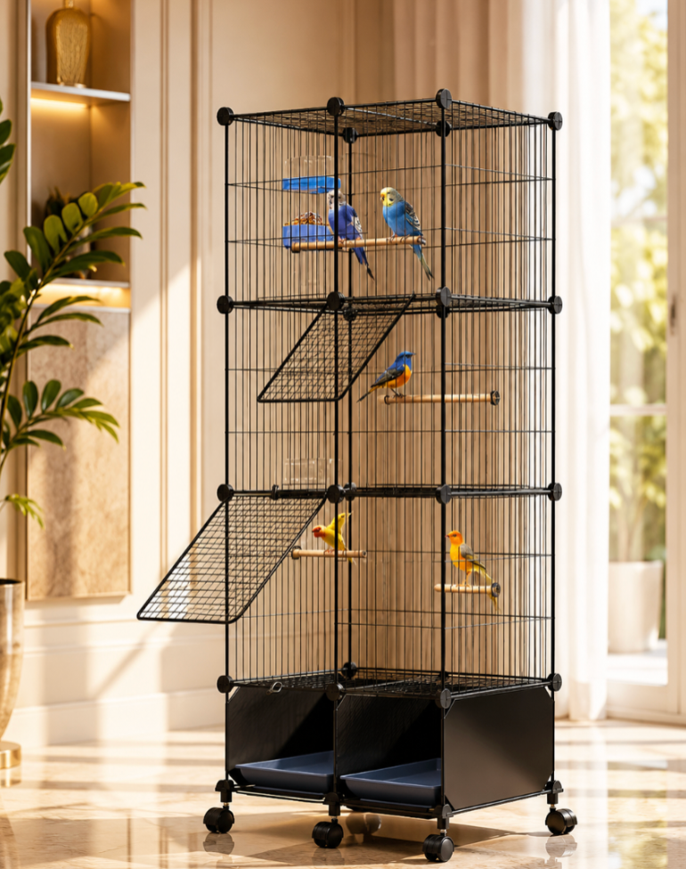 46" Bird Cage With Wooden Perches