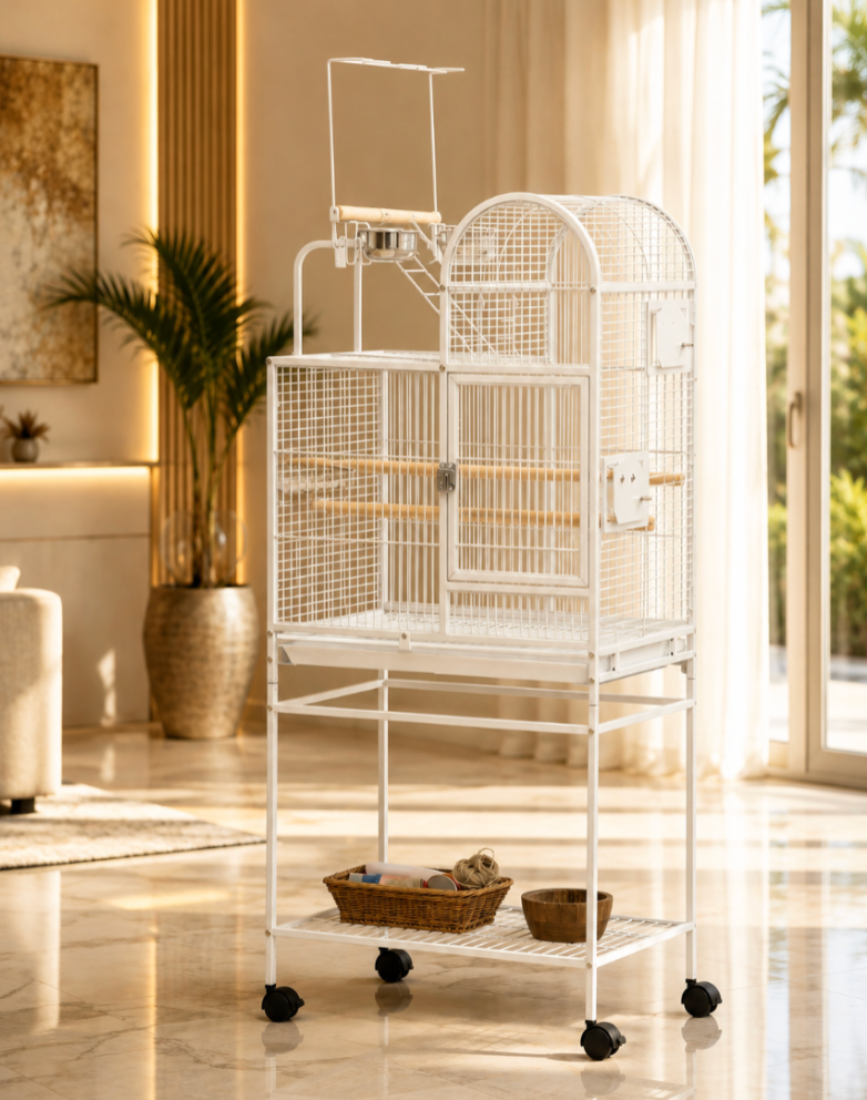 55" Large Parrot Cage, White