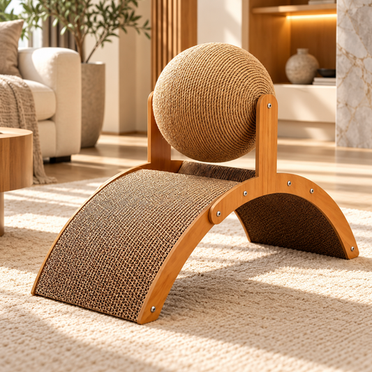 Ball Cat Scratcher with Rotating Sisal Ball & Stand