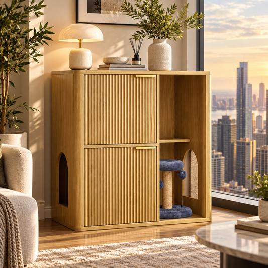 Natural Cat Litter Cabinet & Cat Tree