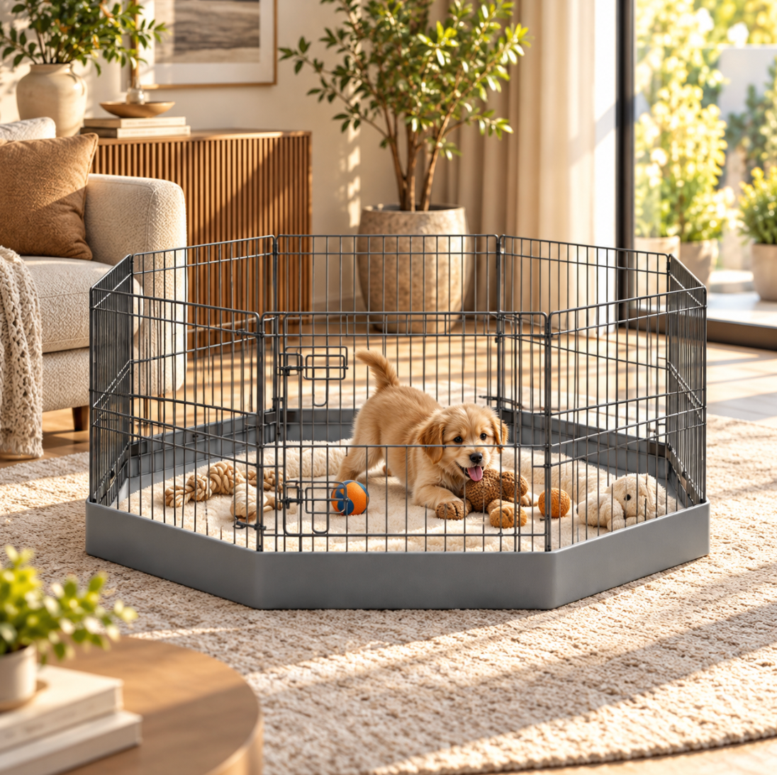 Metal Pet Playpen With Waterproof Pad