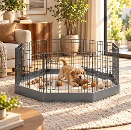 Metal Pet Playpen With Waterproof Pad
