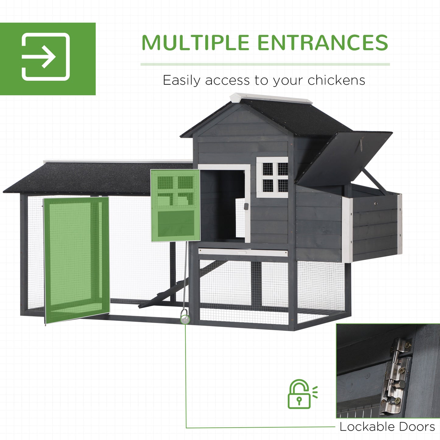 84" Wooden Chicken Coop – Gray